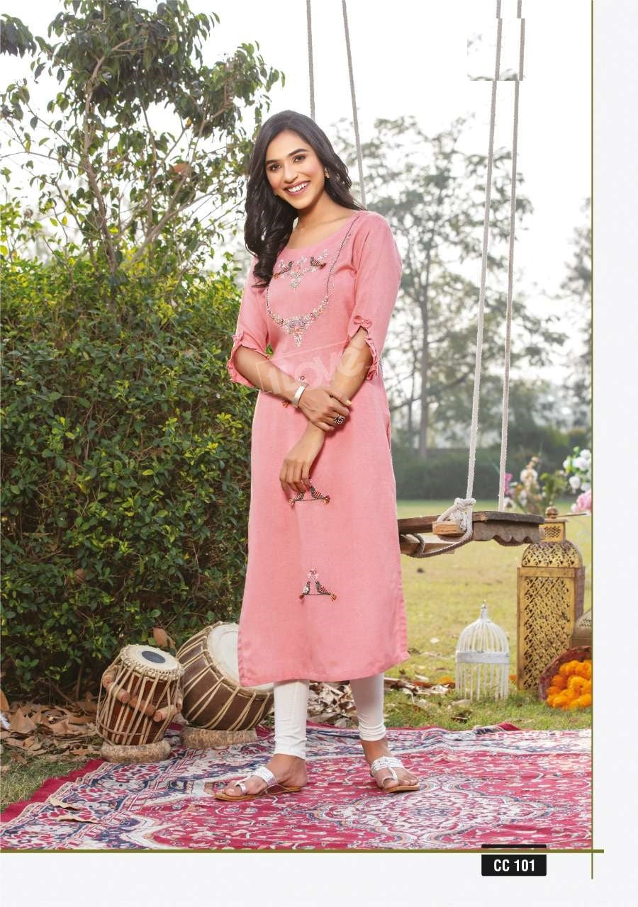 Pink Handwork Rayon Kurti