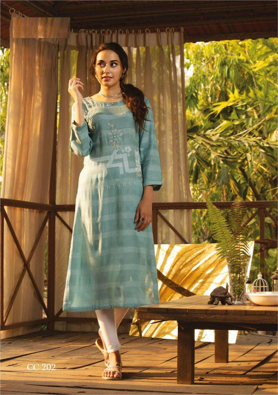 Light Blue Handwork Rayon Kurti