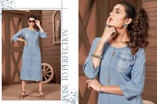 Blue Pure cotton Denim Kurti