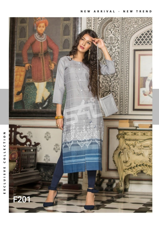 Light Grey Straight Kurti with Fancy Sling