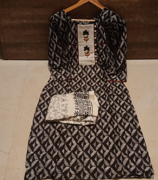 Black Kurti With White Sharara-1008