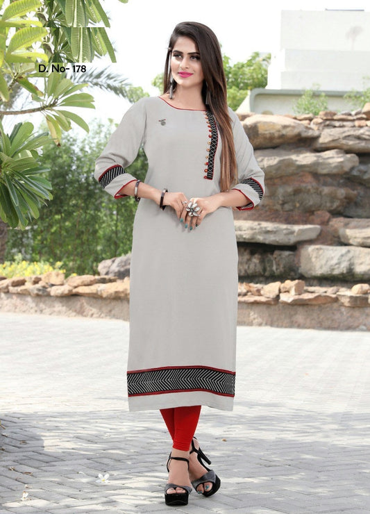 Rayon Straight Fit Kurti - 178