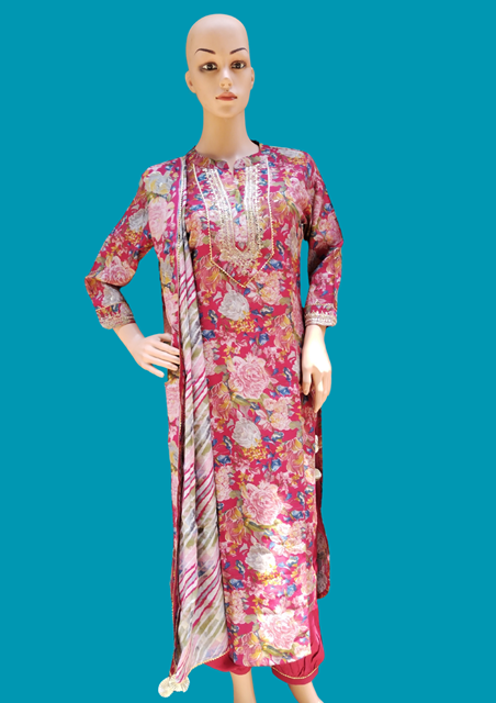 Elegant Cotton Muslin Embroidered Suit-1101