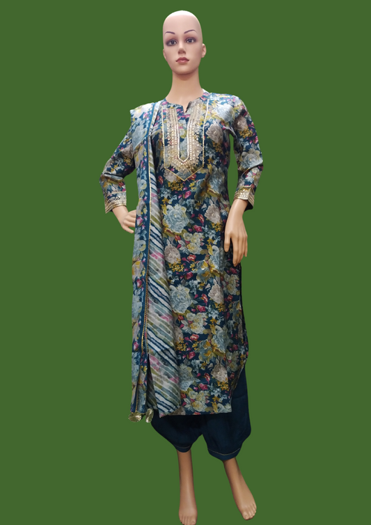 Elegant Cotton Muslin Embroidered Suit-1103