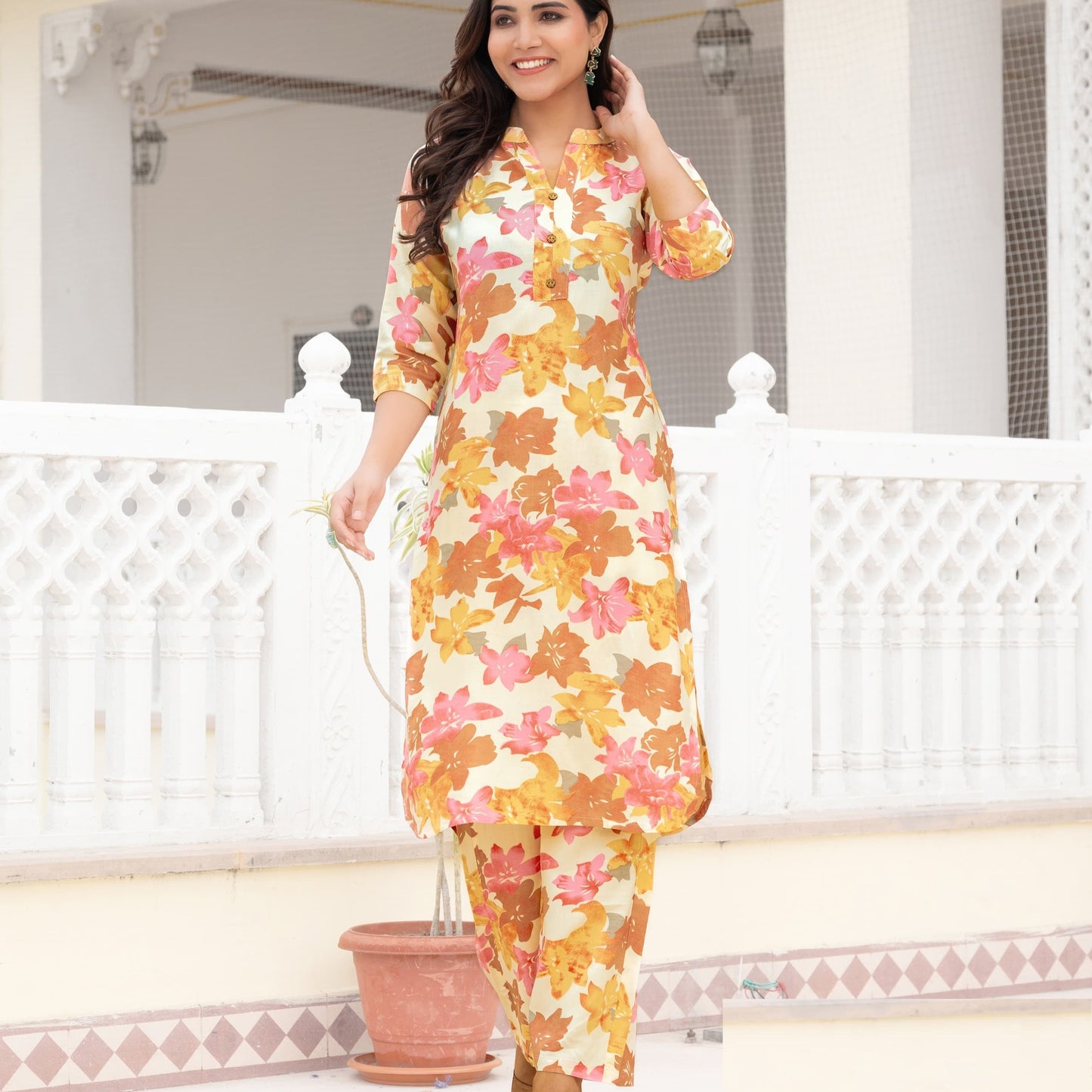 Stylish Printed Rayon Cord Set-104