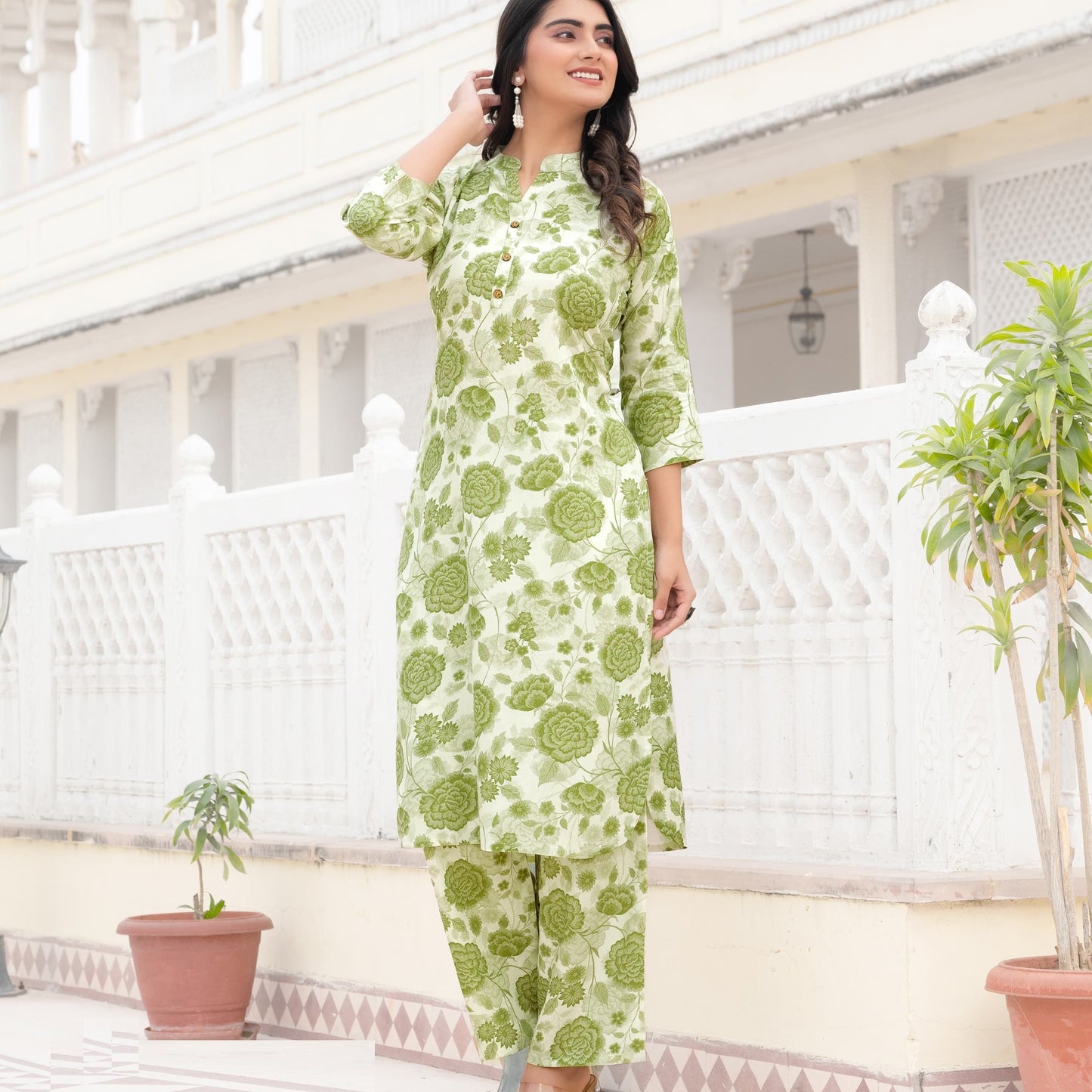 Stylish Printed Rayon Cord Set-105