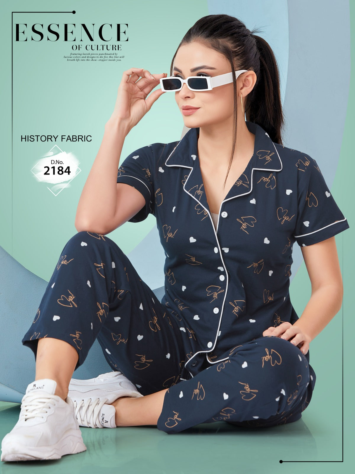 Buy Printed Cotton Collar Nightsuit For Women Online in India - VogPap