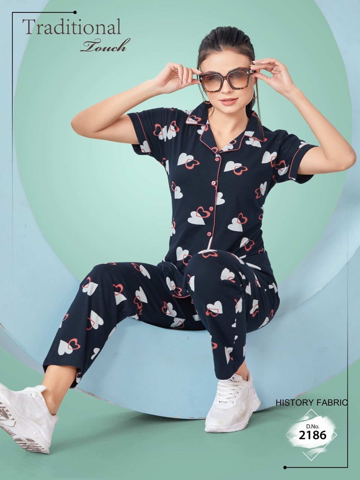 Buy Printed Cotton Collar Nightsuit For Women Online in India - VogPap