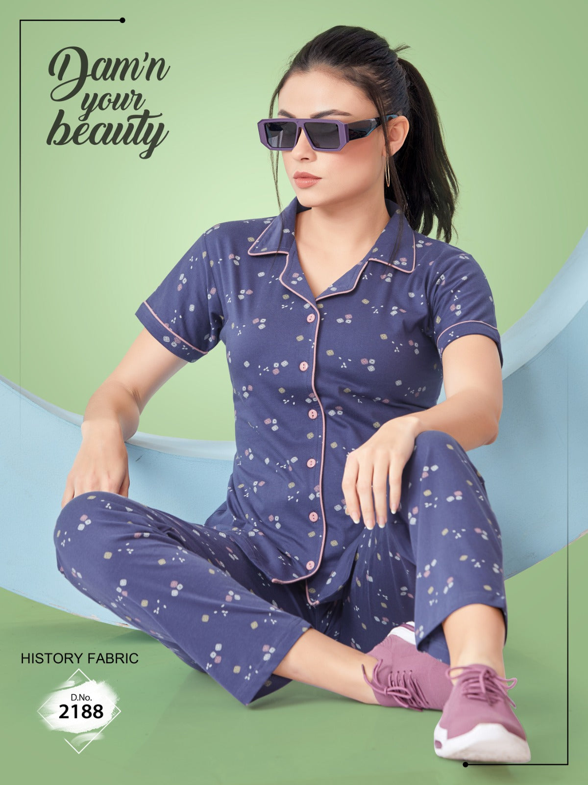 Buy Printed Cotton Collar Nightsuit For Women Online in India - VogPap