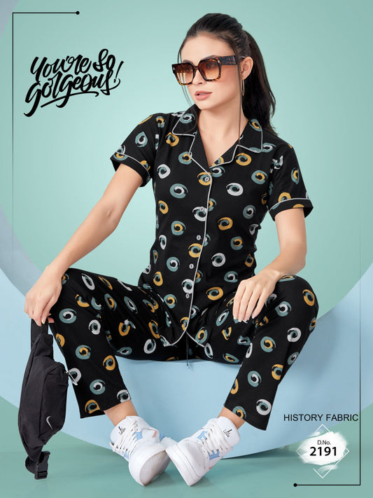 Buy Printed Cotton Collar Nightsuit For Women Online in India - VogPap