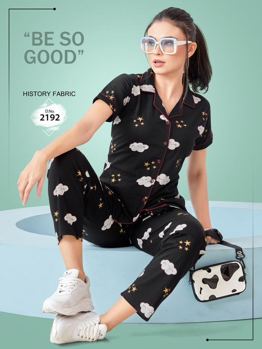 Buy Printed Cotton Collar Nightsuit For Women Online in India - VogPap