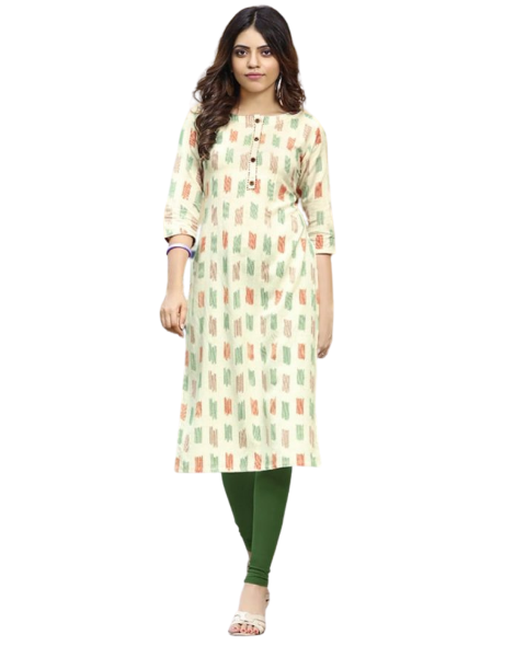 Cream colour Printed Kurti