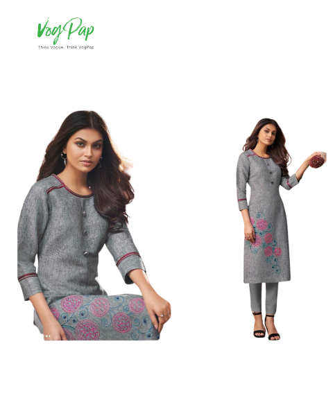 Cotton Weaved Grey Kurti