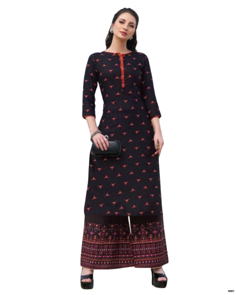 Coffee Brown Rayon Kurti with Palazzo