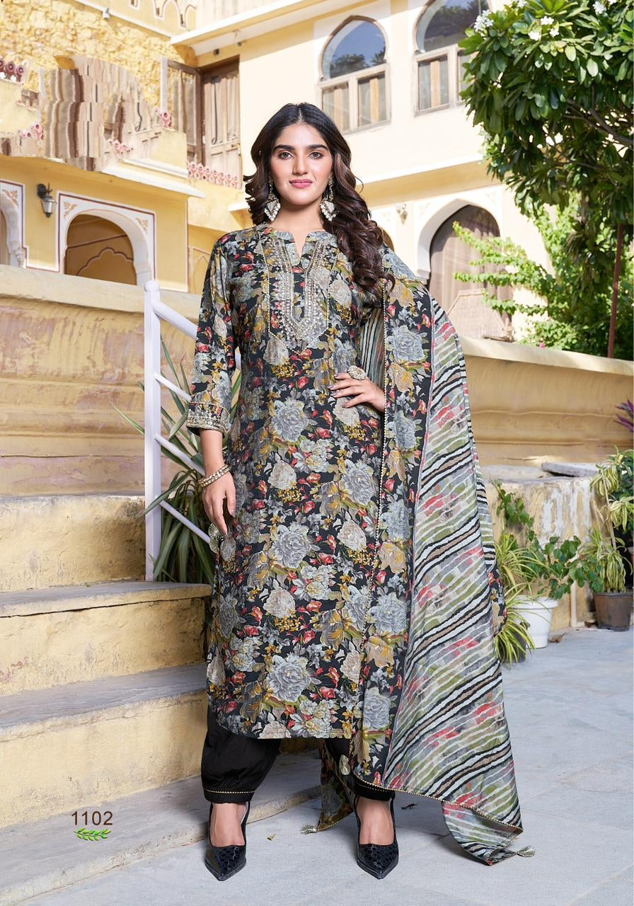 Elegant Cotton Muslin Embroidered Suit-1102