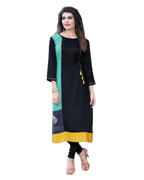 Grey & Green Heavy Rayon Kurti